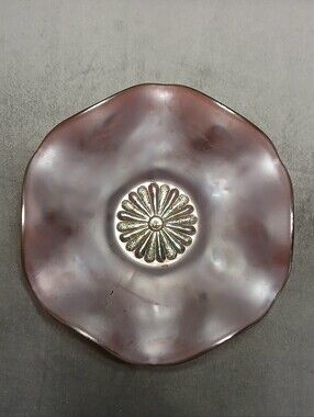 Antique Northwood Amber Carnival Glass Poppy Ruffled Bowl